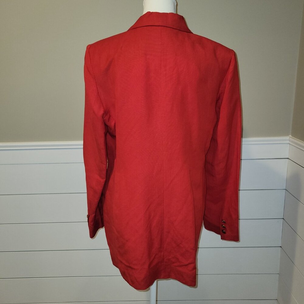 Springtime Vibrant Red Linen Double-Breasted Blaz… - image 3